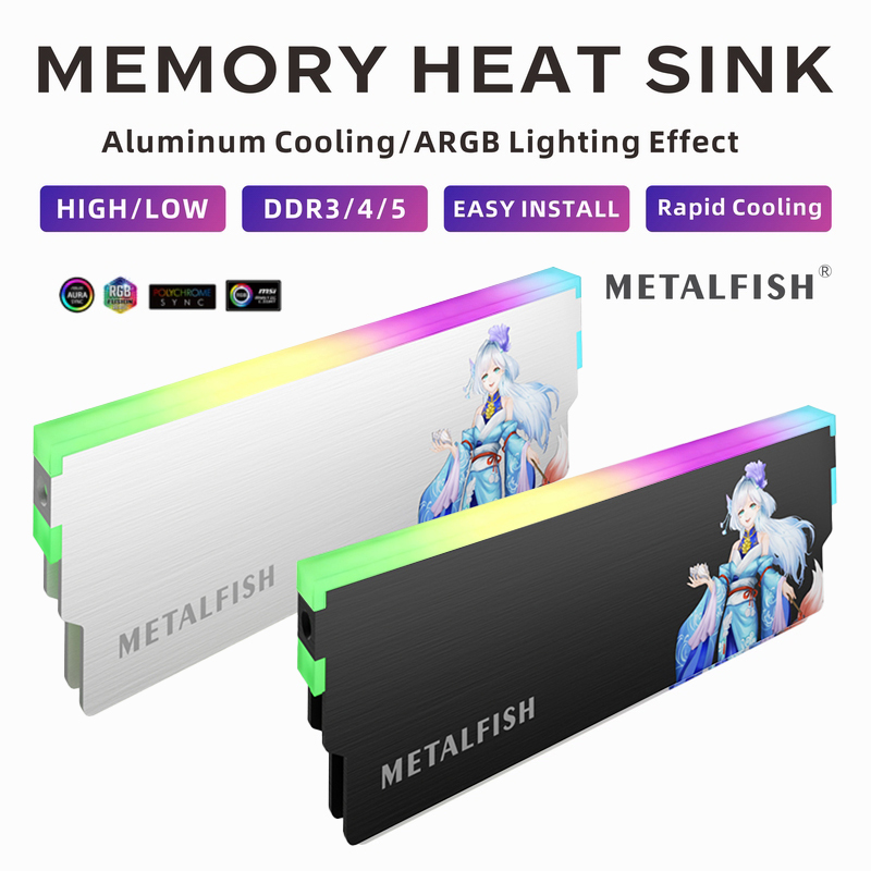 Ddr4 8Gb - Radiator METALFISH DRAM 5V-3PIN ARGB DDR3